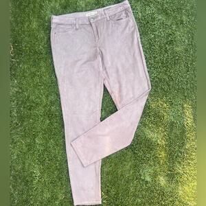 Nine West Vintage America Boho Skinny Western Cowgirl Velvet Suede Khaki Pants 8